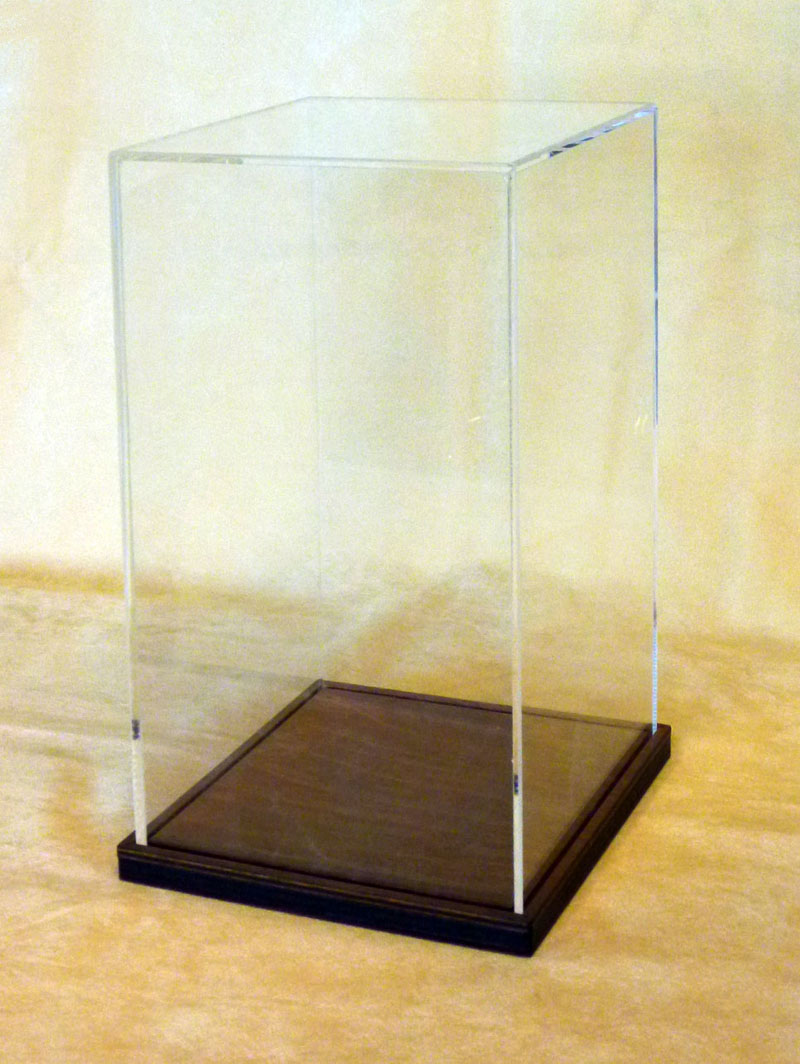 teca plexiglass con base in legno